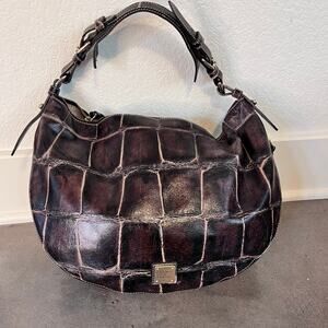 Dooney & Bourke brown crocodile hobo bag shoulder womens purse large size